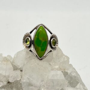 Gaspeite and Peridot Ring, Size  10