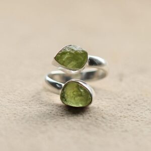 Peridot Gemstone Ring: Handmade 925 Sterling Silver Adjustable Ring