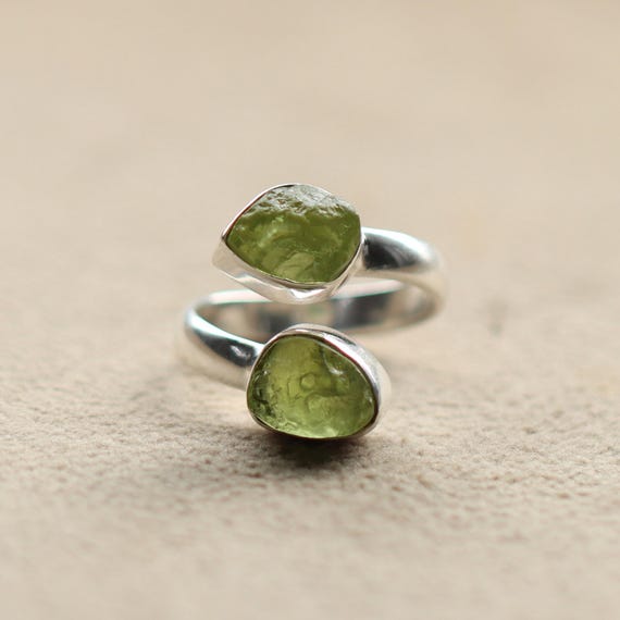 Peridot Gemstone Ring: Handmade 925 Sterling Silver Adjustable Ring