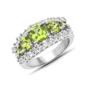Peridot Ring, Genuine Peridot Ring Sterling Silver, Peridot Ring For Women, August Birthstone Ring, Bridesmaid Gift, Green Gemstone Ring