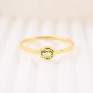 Natural Peridot Gemstone Ring / Micron Gold Plated Ring / Brass Ring / Statement Ring / Gift for Women's / Gift for Her