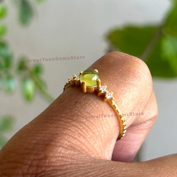 Natural Peridot Sterling Silver Ring: August Birthstone Promise Ring
