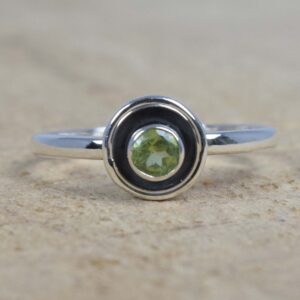 Peridot Sterling Silver Ring: Handmade August Birthstone Jewelry