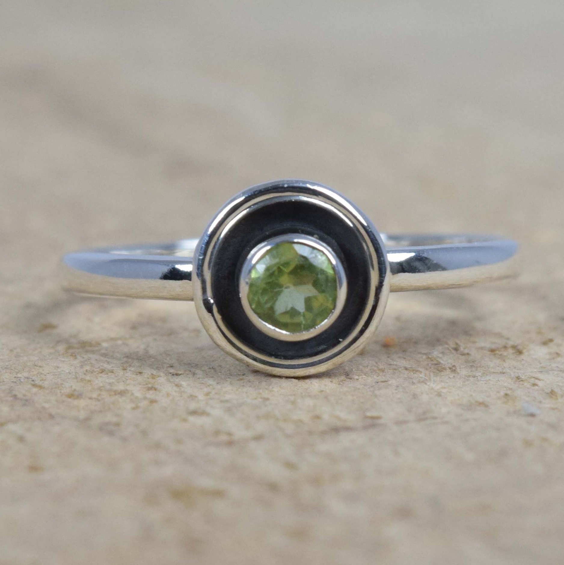 Peridot Sterling Silver Ring: Handmade August Birthstone Jewelry