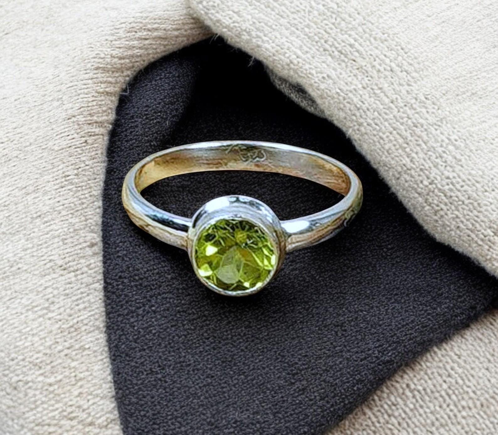 Peridot Sterling Silver Ring: Handmade August Birthstone Jewelry