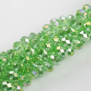 12mm Crystal Rondelle -2 Or 5 Or 10 Strands- Light Peridot Ab