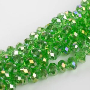 12mm Crystal Rondelle -2 Or 5 Or 10 Strands- Peridot Ab