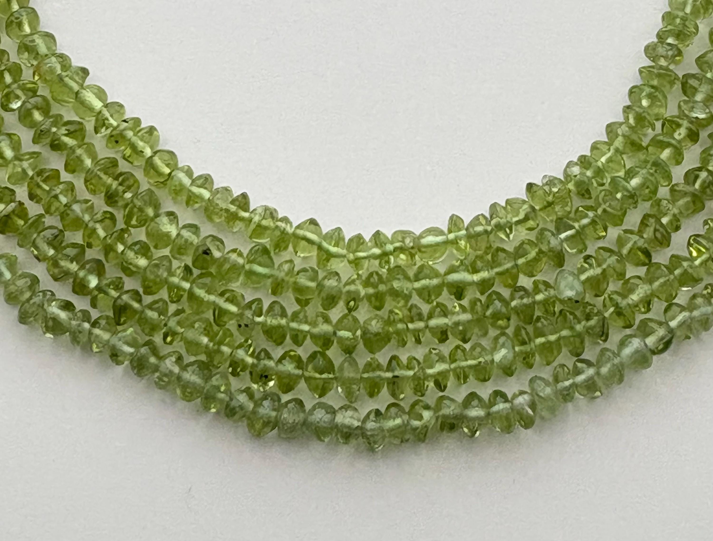 3-4mm Rondelle/button Peridot Gemstone Beads. 15” Strand Of Rondelle Peridot Beads, Approx. 3-4mm In Diameter And 2-3mm In Width.