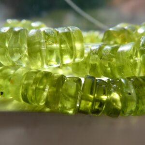 Peridot Rondelle 6mm Beads- 4in Strand Gemstone -necklace Jewelry Making -craft Natural Beads