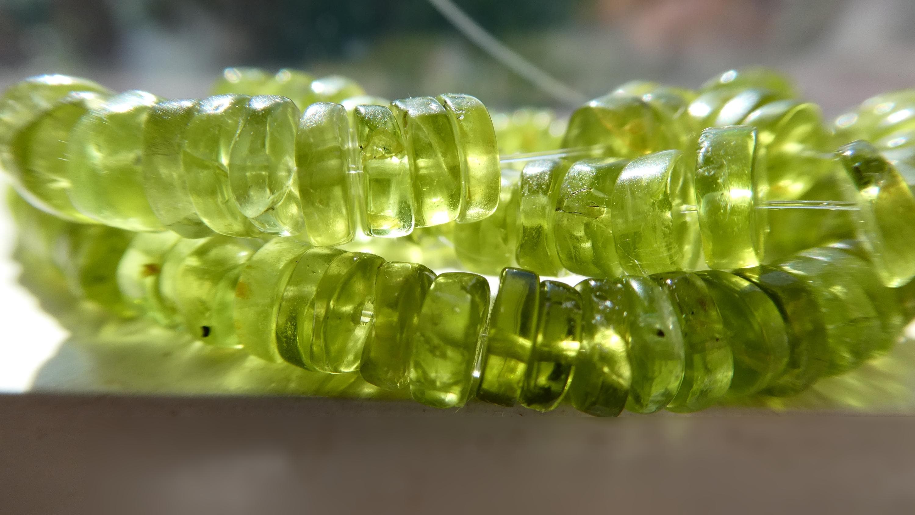 Peridot Rondelle 6mm Beads- 4in Strand Gemstone -necklace Jewelry Making -craft Natural Beads