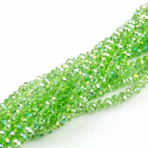 6mm Crystal Rondelle -1 Or 5 Or 10 Strands- Light Peridot Ab