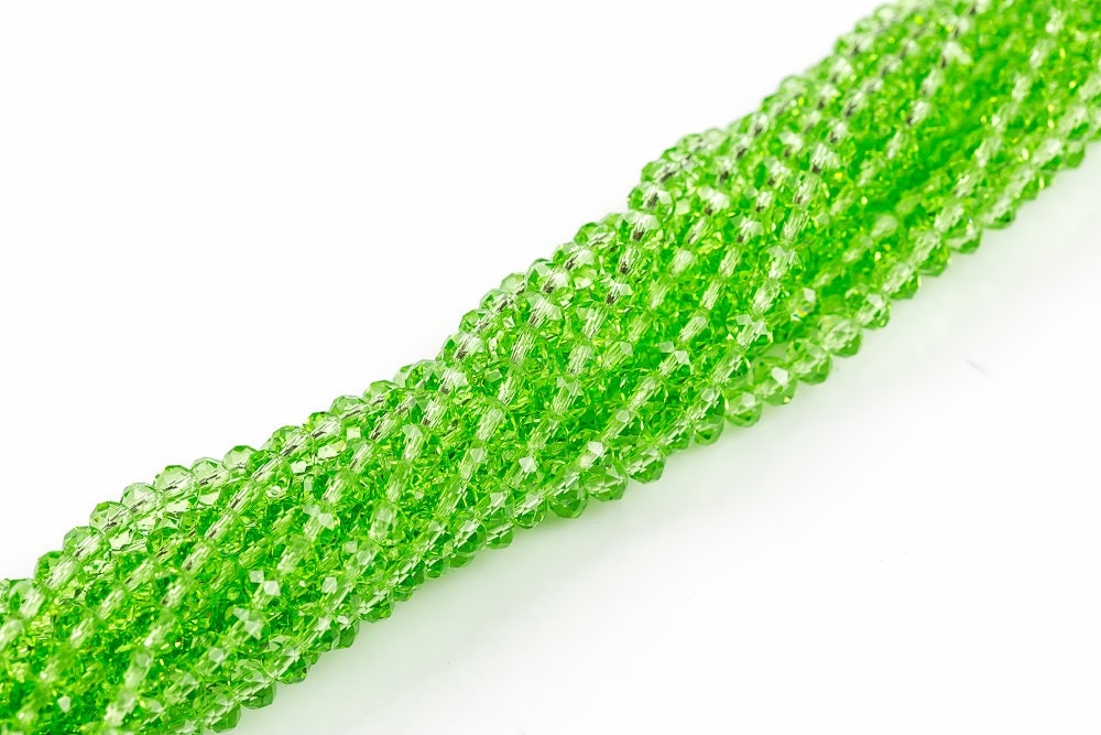 6mm Crystal Rondelle -1 Or 5 Or 10 Strands- Peridot 6mm Crystal Rondelle -1 Or 5 Or 10 Strands- Peridot
