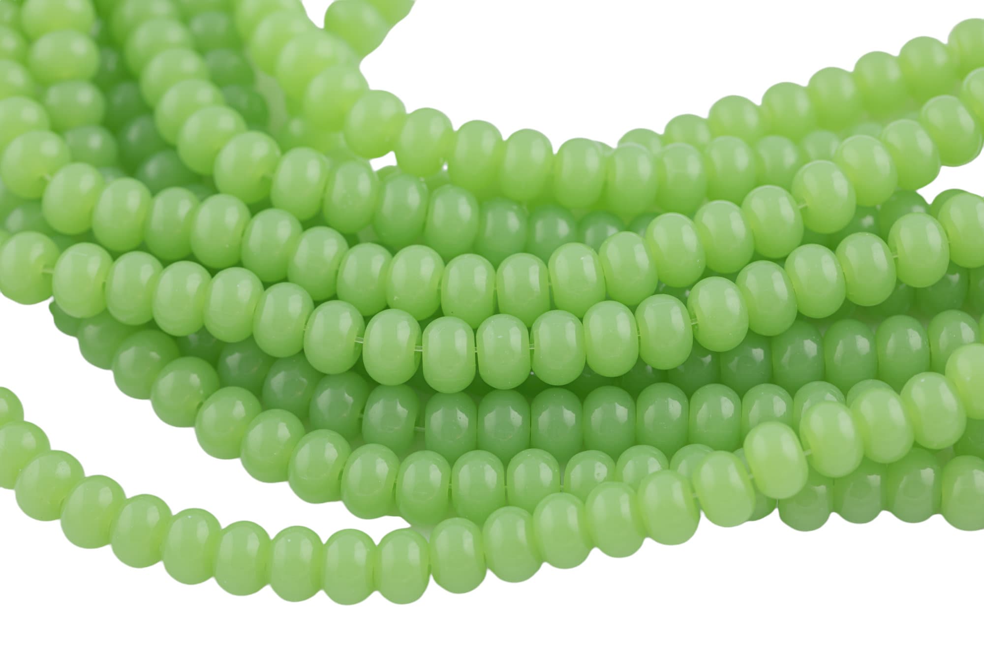 7x10mm Crystal Smooth Roundel 1 Or 2 Or 5 Or 10 Strands- 16 Inch Strand- Peridot Green