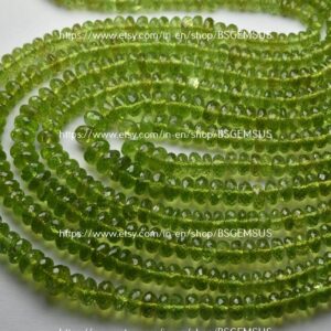 8 Inches Strand,Natural Peridot Facetes Rondelle,Size 5-5.5mm