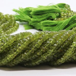 AAA Natural Green Peridot Smooth Rondelle Beads, 5-5.5 MM  Plain Peridot Beads, 13" Peridot Rondelle Beads. Smooth Rondelle Beads