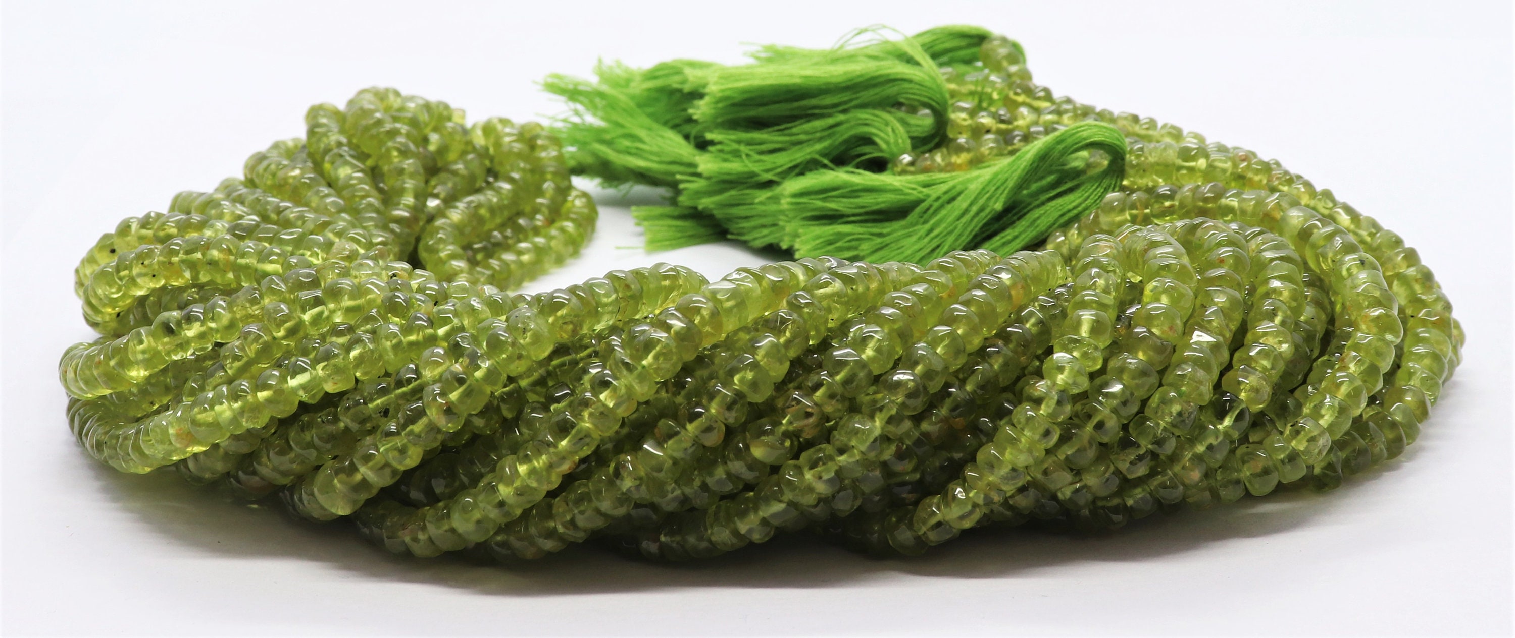 Aaa Natural Green Peridot Smooth Rondelle Beads, 5-5.5 Mm Plain Peridot Beads, 13" Peridot Rondelle Beads. Smooth Rondelle Beads