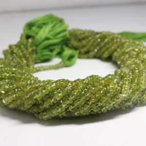 AAA Natural Peridot Smooth Rondelle Beads, Smooth Peridot, Rondelle Periodot, Smooth Beads, 4-4.5 MM Peridot Beads