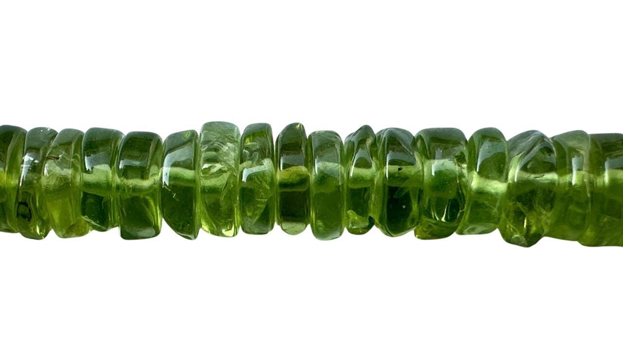 Bead Peridot (arizona) Natural Heishi/ Rondelle Beads 12.5inch (5 1/2 To 6mm)