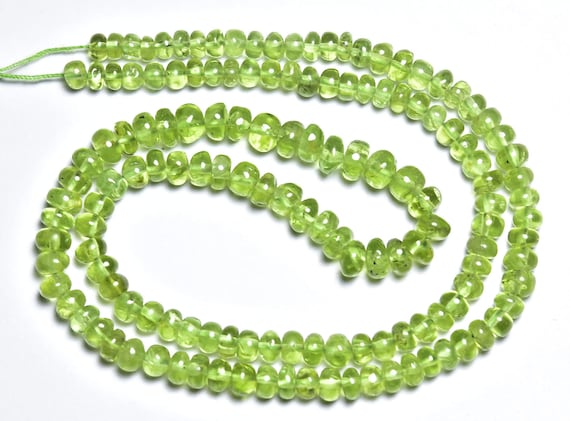 Peridot Rondelle Beads - 18 Inches - Natural Beautiful Smooth Peridot Rondelle Beads - Size Is 4.5 - 6 Mm #30