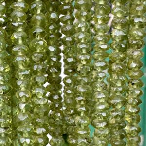 Peridot rondelle facetted beads 4mm 16" each
