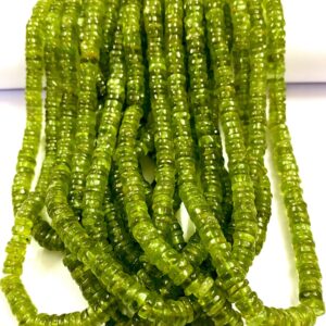 Green Peridot Smooth Flat Rondelle Bead 5mm 6mm Peridot Smooth Beads Natural Green Peridot Gemstone Beads Peridot Tyre Beads Plain Tyre Bead