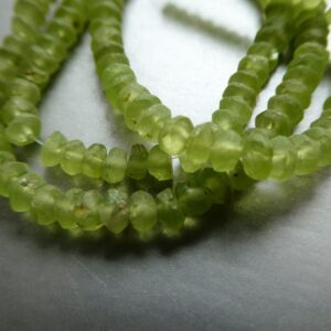 Peridot Matte Faceted Rondelle 4mm Beads- 4in Strand Gemstone-jewelry Making -craft Natural Beads