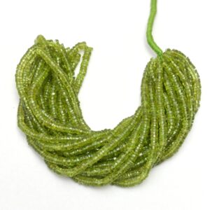 Natural Peridot Gemstone 4mm-5mm Smooth Heishi Beads | 16inch Strand | Peridot Semi Precious Gemstone Tyre Rondelle Beads for Jewelry
