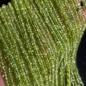 Natural Peridot Plain Tyre Shape Gemstone Beads Size- 3.5-4 Mm, 13.5 Inch Strand For Making Jewelry