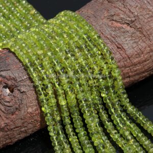 Natural Peridot Smooth Rondelle Beads, Peridot Rondelle Beads, Natural Peridot Smooth Beads, Wholesale Beads,Handmade Beads For Craft Making