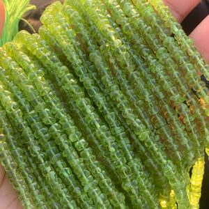 New Brand- 14 Inches Natural Peridot Smooth Tyre Shaped Gemstone Beads, Green Peridot 4.5-5 Mm Beads An Amazing Item At Wholesale Price