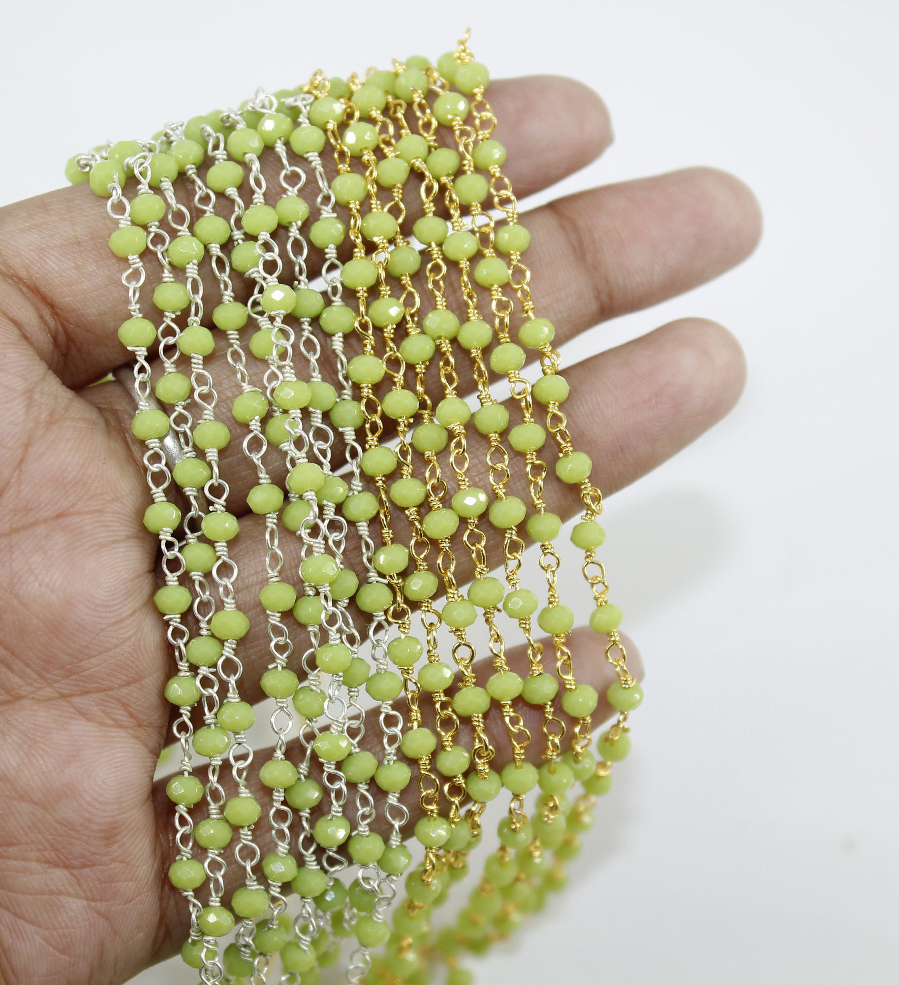 Peridot Rosary Chain Faceted Rondelle Hydro Beads Chain Rosary Chain Gold & Silver Plated Rosary Beads Chain Peridot Beads Chain Findings Peridot Rosary Chain Faceted Rondelle Hydro Beads Chain Rosary Chain Gold & Silver Plated Rosary Beads Chain Peridot Beads Chain Findings