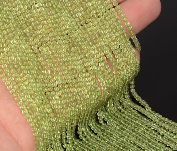 2mm Pedoretes Peridot Gemstone Green Round 2mm Loose Beads 16 Inch Full Strand Lot 1,2,6,12 And 50  (90113984-107 - 2mm A)