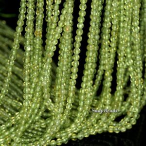 3mm Pedoretes Peridot Gemstone Grade AA Green Round 3mm Loose Beads 16 inch Full Strand (90147942-107-3mm F)