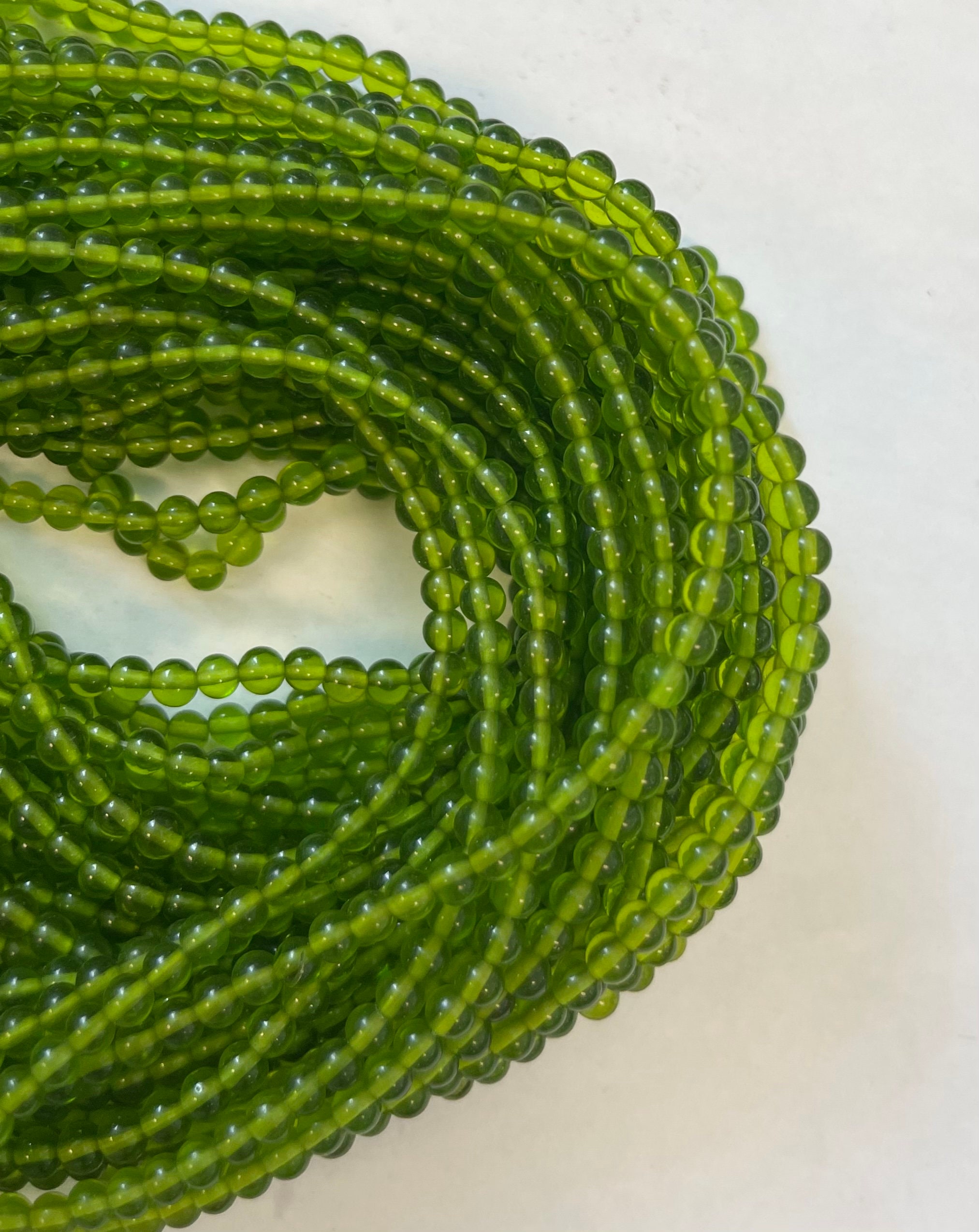 Peridot 4mm Round Gemstone Beads---15.5 Inch Strand