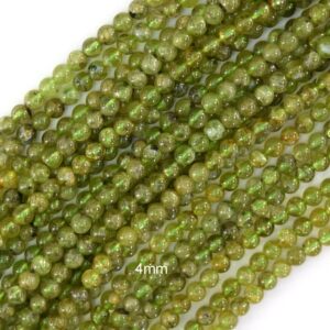 4mm Natural Green Peridot Round Beads 15" Strand