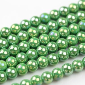 6mm 8mm 12mm Ceramic Smooth Round-11.5 Inches Per Strand- Peridot Ab