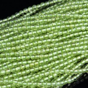 Genuine Natural Peridot Gemstone Beads 2MM Green Round AAA Quality Loose Beads (102274)