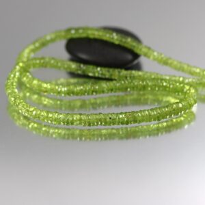 Round Peridot Heishi Beads - 4 to 5mm - By The Inch