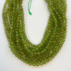 Natural Peridot 4mm  Round Gemstone Beads--15.5 inch strand-