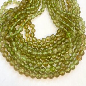 Natural Peridot 6mm RoUnd Gemstone Beads--15.5 inch strand