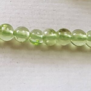 Natural Peridot Bead Strand: 3mm Round, 16" B Grade