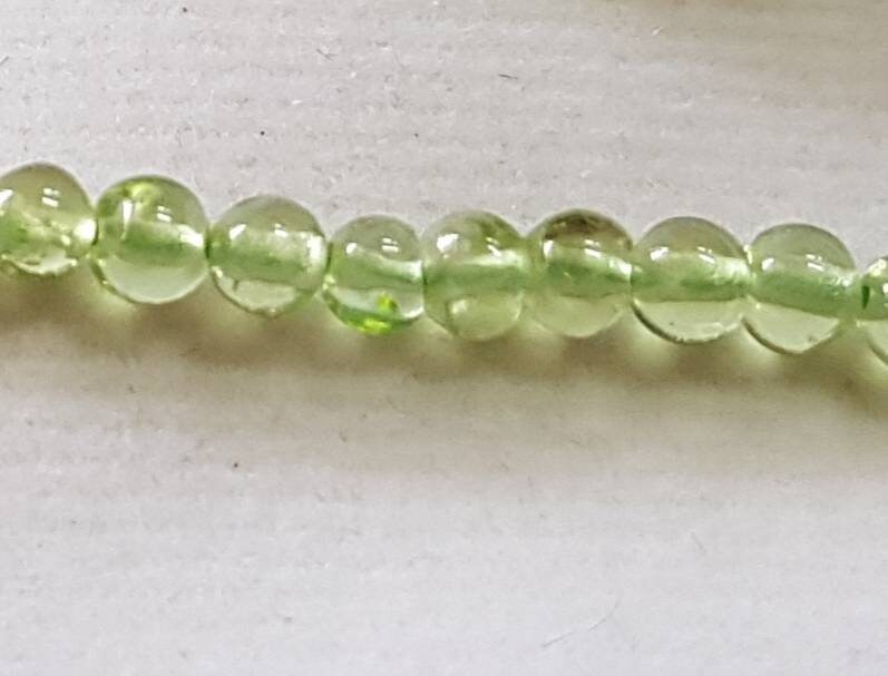 Natural Peridot Bead Strand: 3mm Round, 16" B Grade
