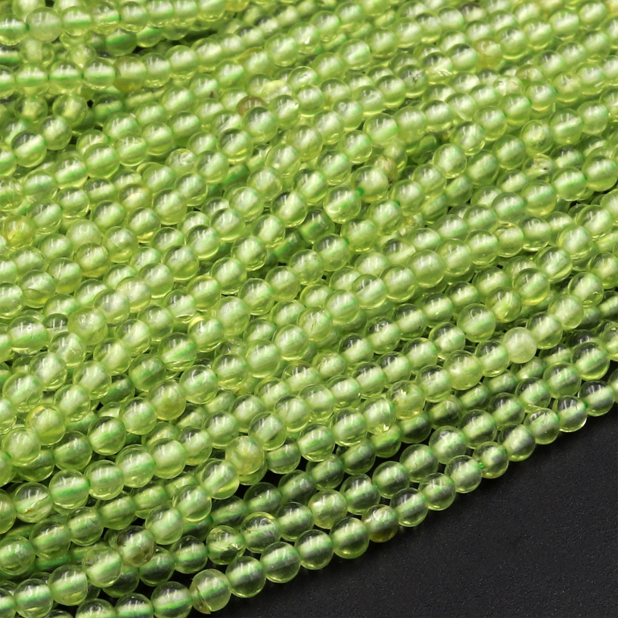 Natural Green Peridot 2mm Round Beads Real Genuine Gemstone 15.5" Strand