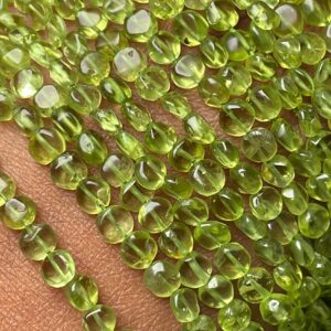 New Brand Good Quality Natural Peridot Smooth Round 5 Mm Coin Beads, 14 Inches Strand An Amazing Item