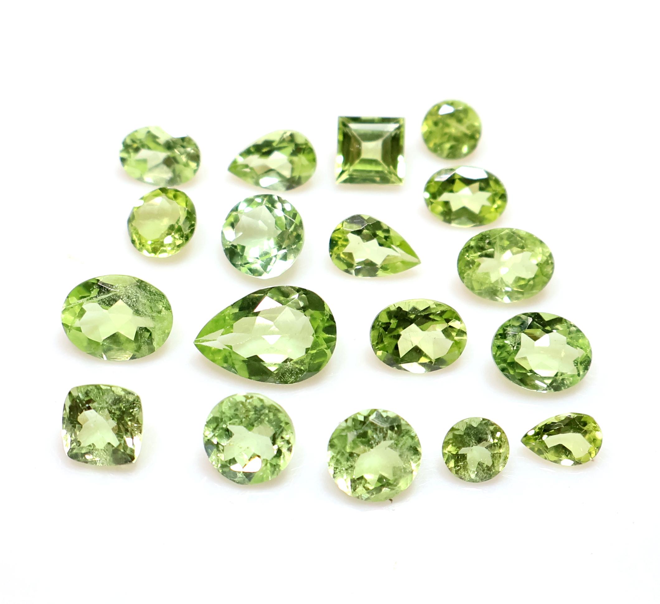 31ct Natural Green Peridot Lot: Mixed Shape Faceted Loose Gemstones (13x9 To 6mm