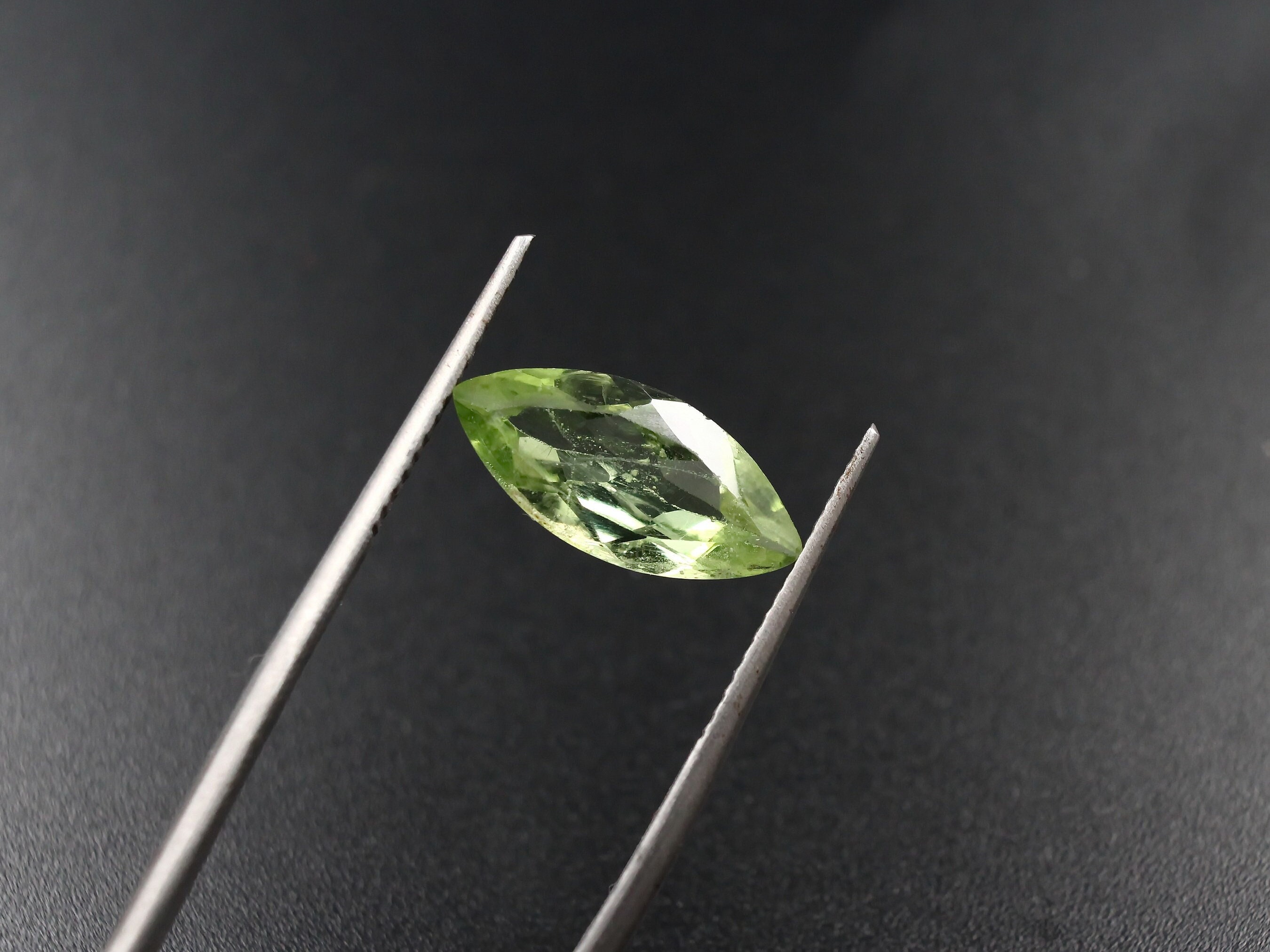 Peridot Loose Gemstone With Faceted Marquise Cut, Natural Chrysolite - 7x14mm, 2.43ct