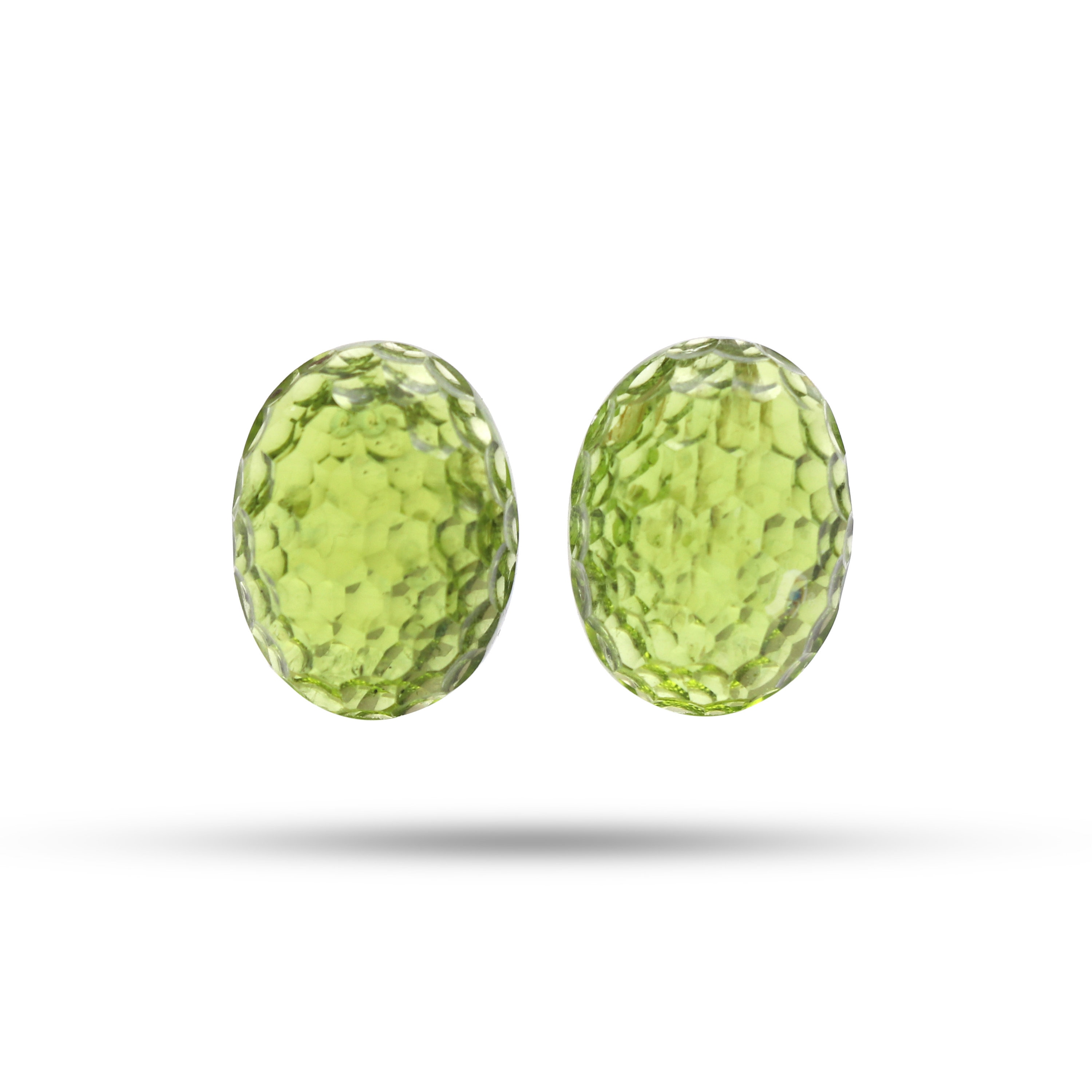 Natural Peridot Carving Oval Loose Gemstone, 12x16.5 Mm, Peridot Both Side Carving, Peridot Oval Jewelry Making Gemstone , Pair ( 2 Pieces )
