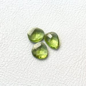 Rose Cut Peridot Gemstones - 3 pcs Faceted Freeform Lot, 8x10mm, 4.68ct Rose Cut Peridot Gemstones - 3 pcs Faceted Freeform Lot, 8x10mm, 4.68ct