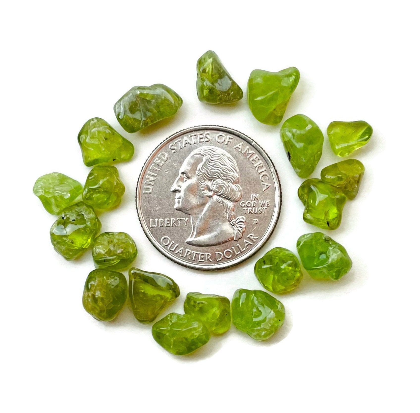 Small Tumbled Peridot Crystal Nuggets And Chips: Natural Arizona Gemstones (10g) Small Tumbled Peridot Crystal Nuggets And Chips: Natural Arizona Gemstones (10g)