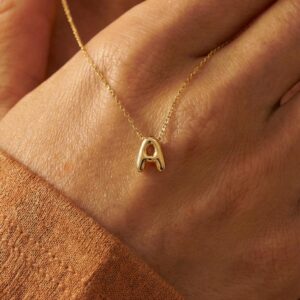 Personalized Bubble Initial Necklace, Minimalist Bubble Letter Necklace, Dainty Alphabet Necklace Gift for Her